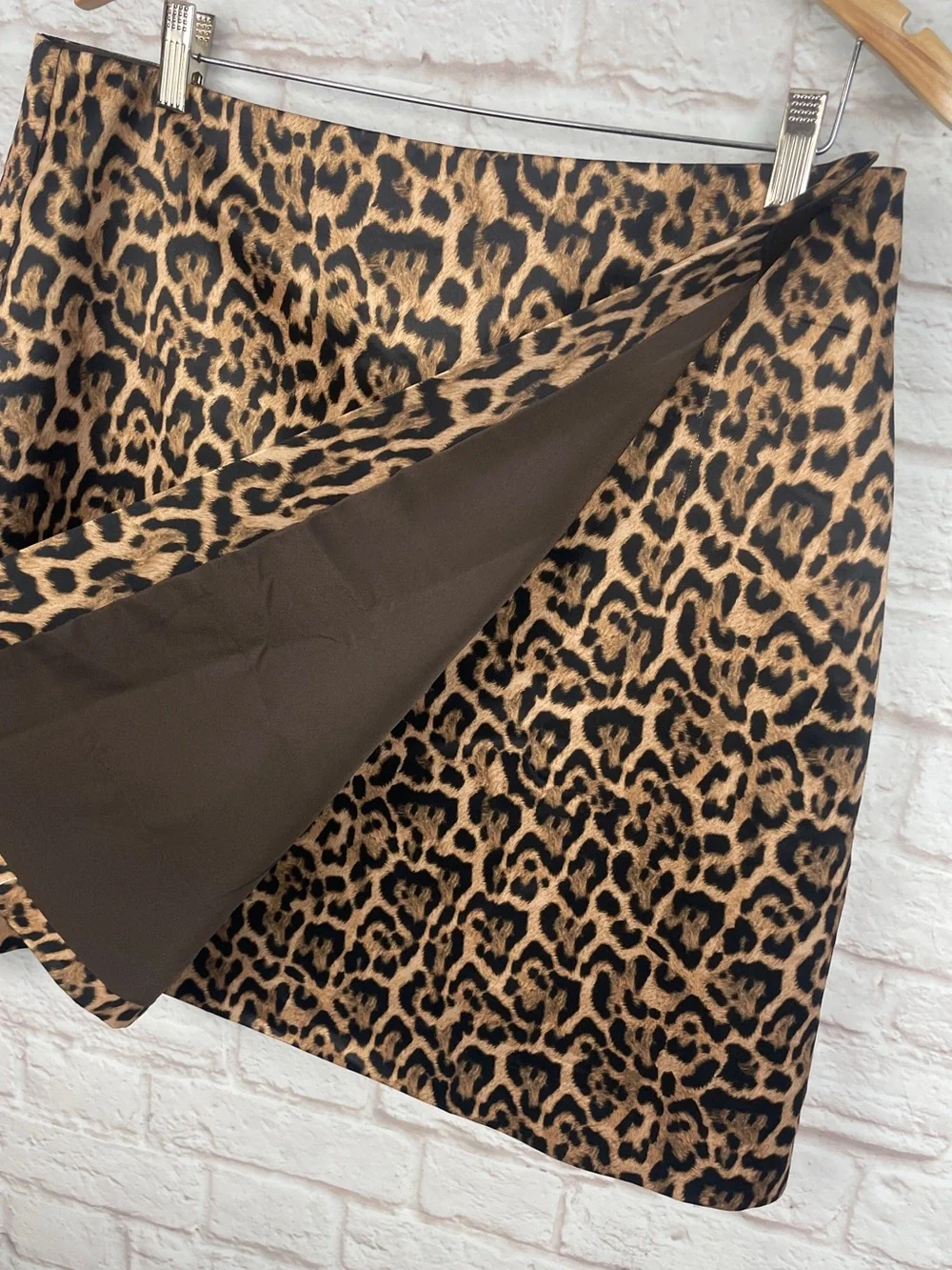J. Crew Collection Duchesse Satin Leopard-Print Wrap Skirt Size 14